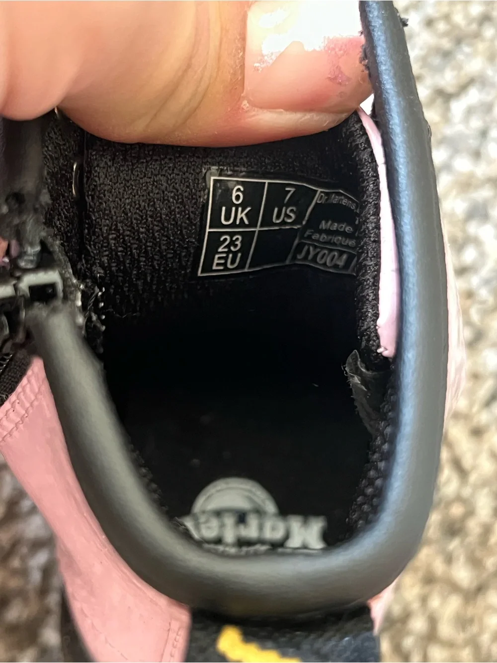 Dr. Martens Pink Patent Kids Lace-Up Boots with Black Trim
